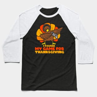 Happy Thanksgiving Gamer Turkey Video Game Lovers Kids Boys Baseball T-Shirt